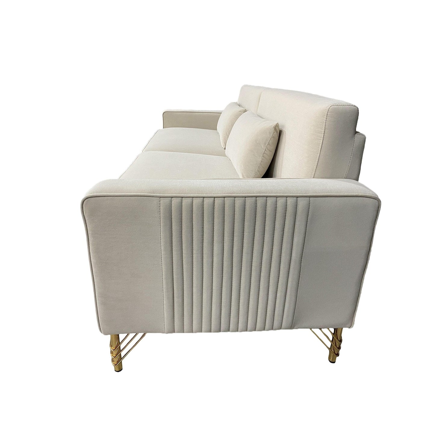 Canapé 3 places en velours avec touches dorées