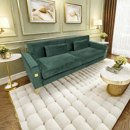 Canapé 3 places en velours avec touches dorées