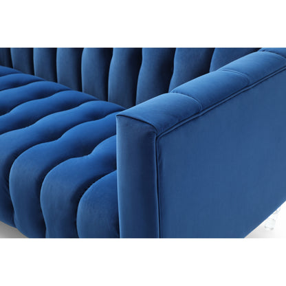 Canapé 3 places en velours avec pieds transparents et dossier capitonné