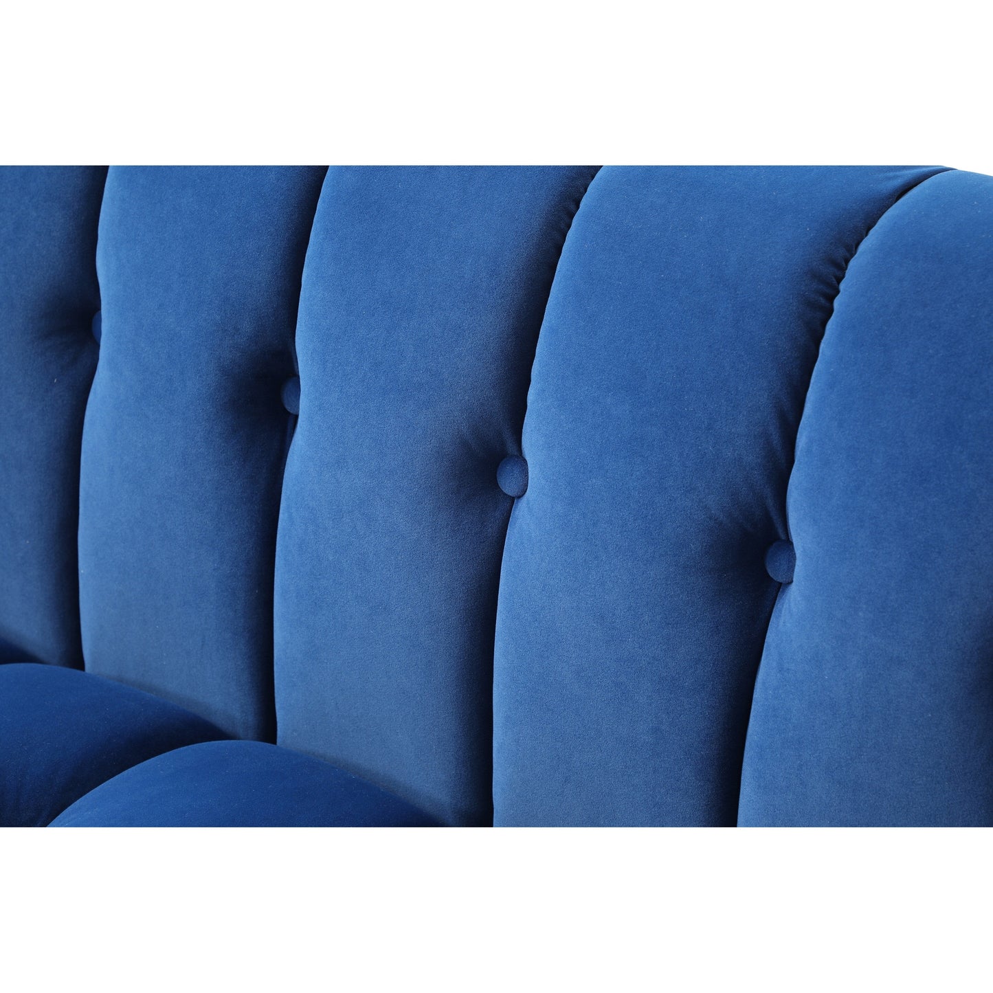 Canapé 3 places en velours avec pieds transparents et dossier capitonné