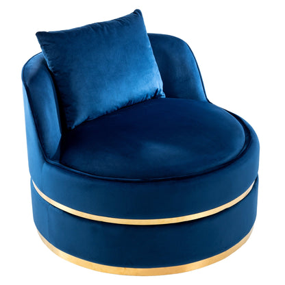 Fauteuil d'appoint pivotant à 360° en velours avec coussin d'assise, fauteuil tonneau rembourré avec base en acier inoxydable, fauteuil de salon
