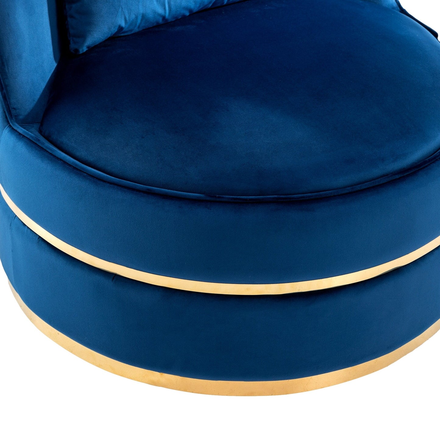 Fauteuil d'appoint pivotant à 360° en velours avec coussin d'assise, fauteuil tonneau rembourré avec base en acier inoxydable, fauteuil de salon