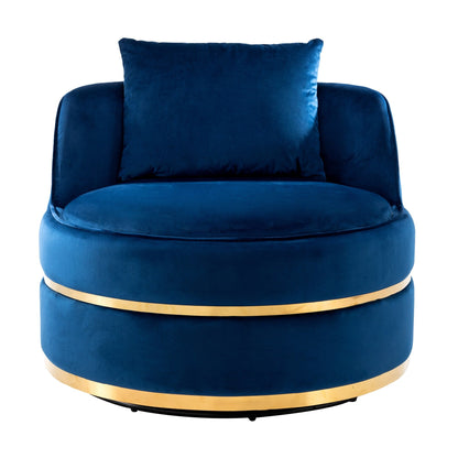 Fauteuil d'appoint pivotant à 360° en velours avec coussin d'assise, fauteuil tonneau rembourré avec base en acier inoxydable, fauteuil de salon