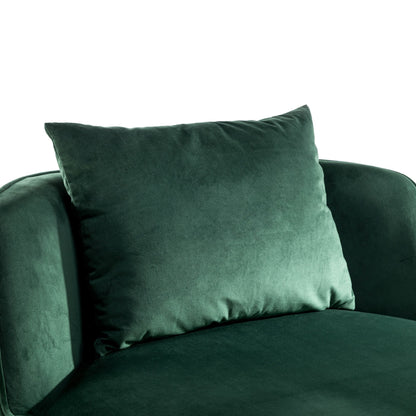 Fauteuil d'appoint pivotant à 360° en velours avec coussin d'assise, fauteuil tonneau rembourré avec base en acier inoxydable, fauteuil de salon