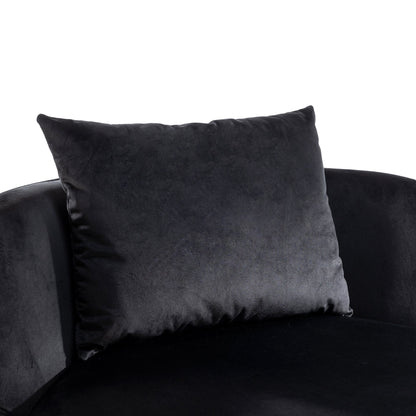 Fauteuil d'appoint pivotant à 360° en velours avec coussin d'assise, fauteuil tonneau rembourré avec base en acier inoxydable, fauteuil de salon