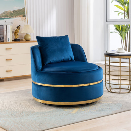 Fauteuil d'appoint pivotant à 360° en velours avec coussin d'assise, fauteuil tonneau rembourré avec base en acier inoxydable, fauteuil de salon