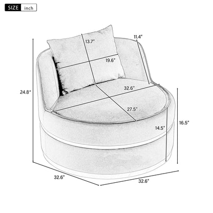Fauteuil d'appoint pivotant à 360° en velours avec coussin d'assise, fauteuil tonneau rembourré avec base en acier inoxydable, fauteuil de salon