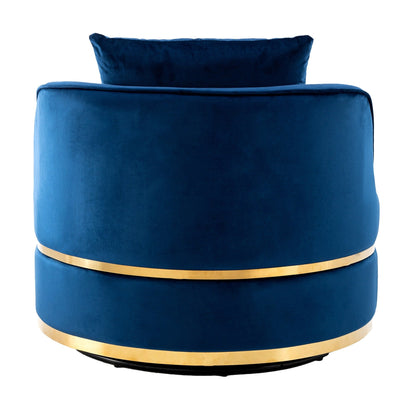 Fauteuil d'appoint pivotant à 360° en velours avec coussin d'assise, fauteuil tonneau rembourré avec base en acier inoxydable, fauteuil de salon