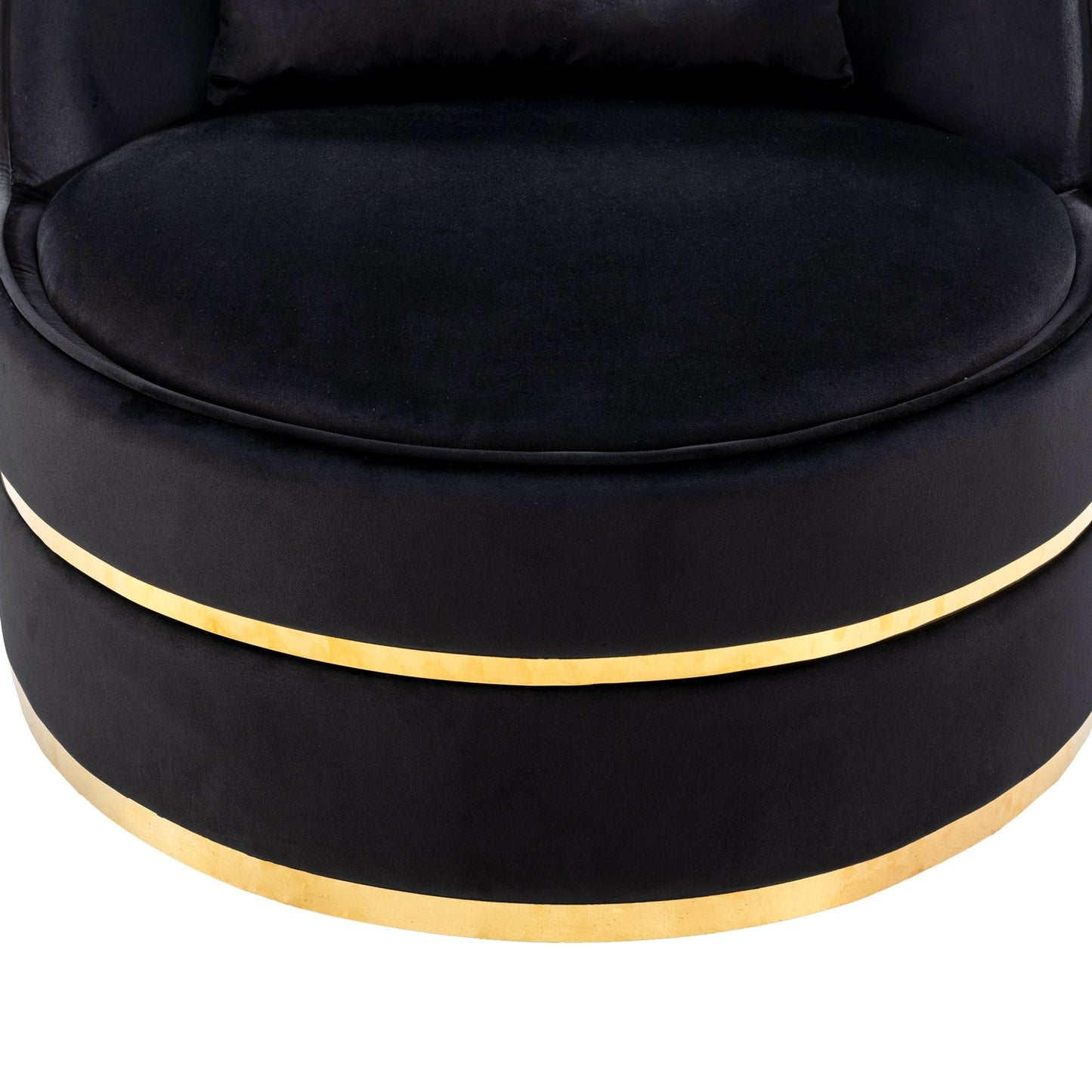 Fauteuil d'appoint pivotant à 360° en velours avec coussin d'assise, fauteuil tonneau rembourré avec base en acier inoxydable, fauteuil de salon