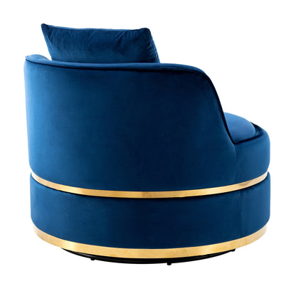 Fauteuil d'appoint pivotant à 360° en velours avec coussin d'assise, fauteuil tonneau rembourré avec base en acier inoxydable, fauteuil de salon