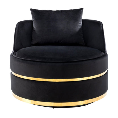 Fauteuil d'appoint pivotant à 360° en velours avec coussin d'assise, fauteuil tonneau rembourré avec base en acier inoxydable, fauteuil de salon