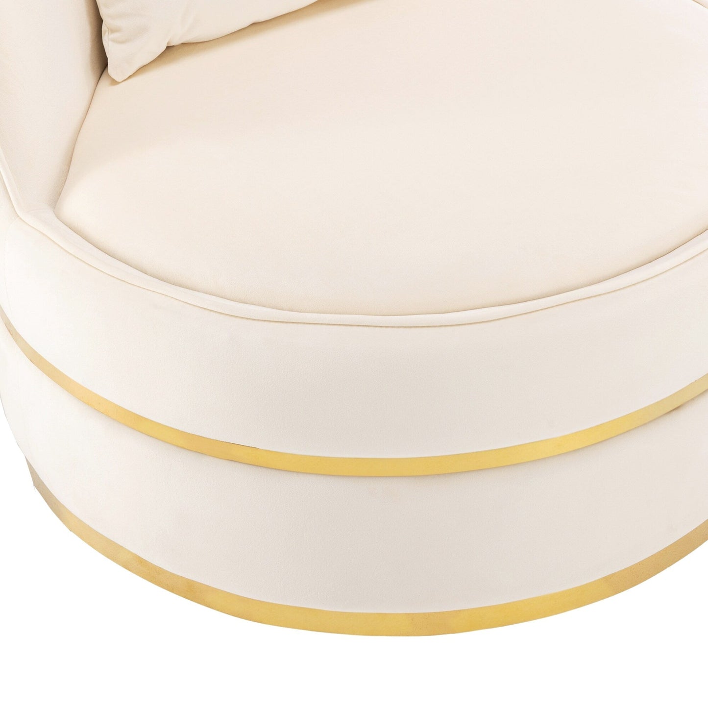 Fauteuil d'appoint pivotant à 360° en velours avec coussin d'assise, fauteuil tonneau rembourré avec base en acier inoxydable, fauteuil de salon