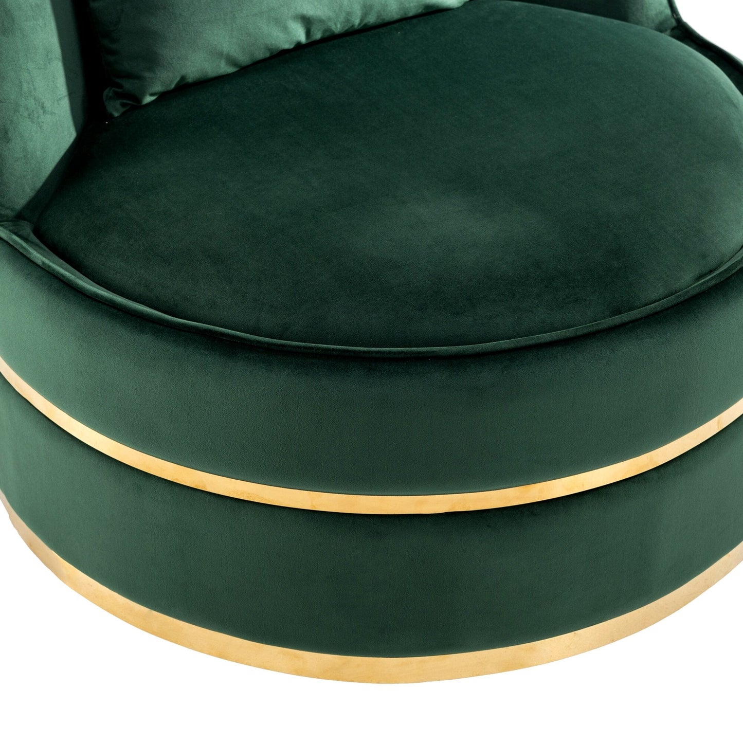 Fauteuil d'appoint pivotant à 360° en velours avec coussin d'assise, fauteuil tonneau rembourré avec base en acier inoxydable, fauteuil de salon