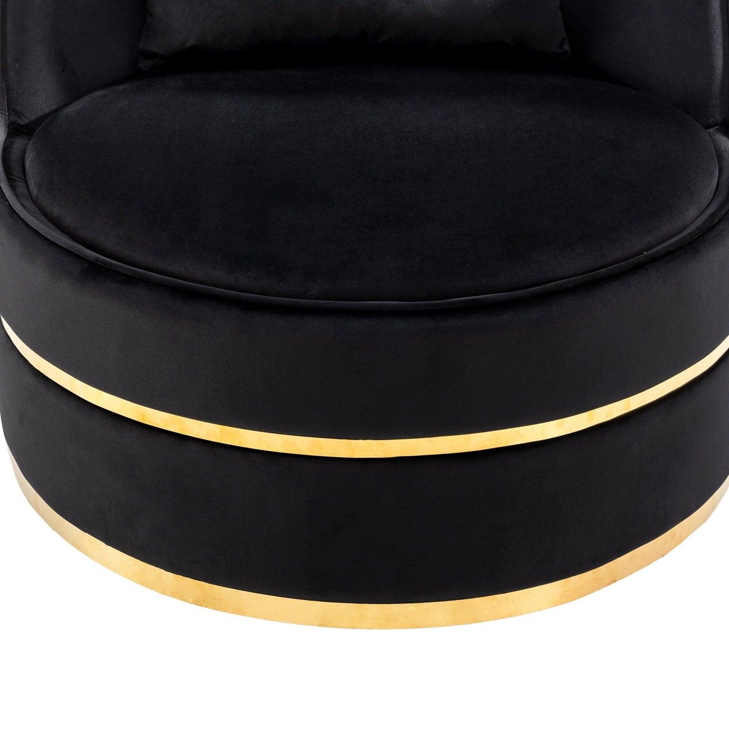 Fauteuil d'appoint pivotant à 360° en velours avec coussin d'assise, fauteuil tonneau rembourré avec base en acier inoxydable, fauteuil de salon