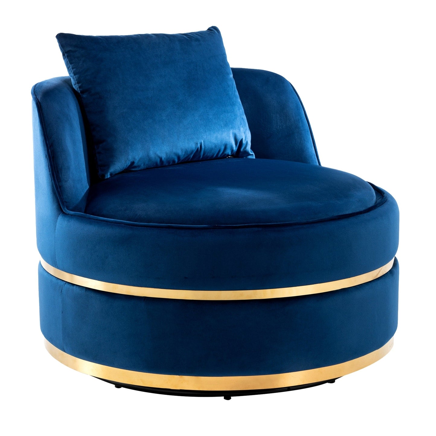 Fauteuil d'appoint pivotant à 360° en velours avec coussin d'assise, fauteuil tonneau rembourré avec base en acier inoxydable, fauteuil de salon