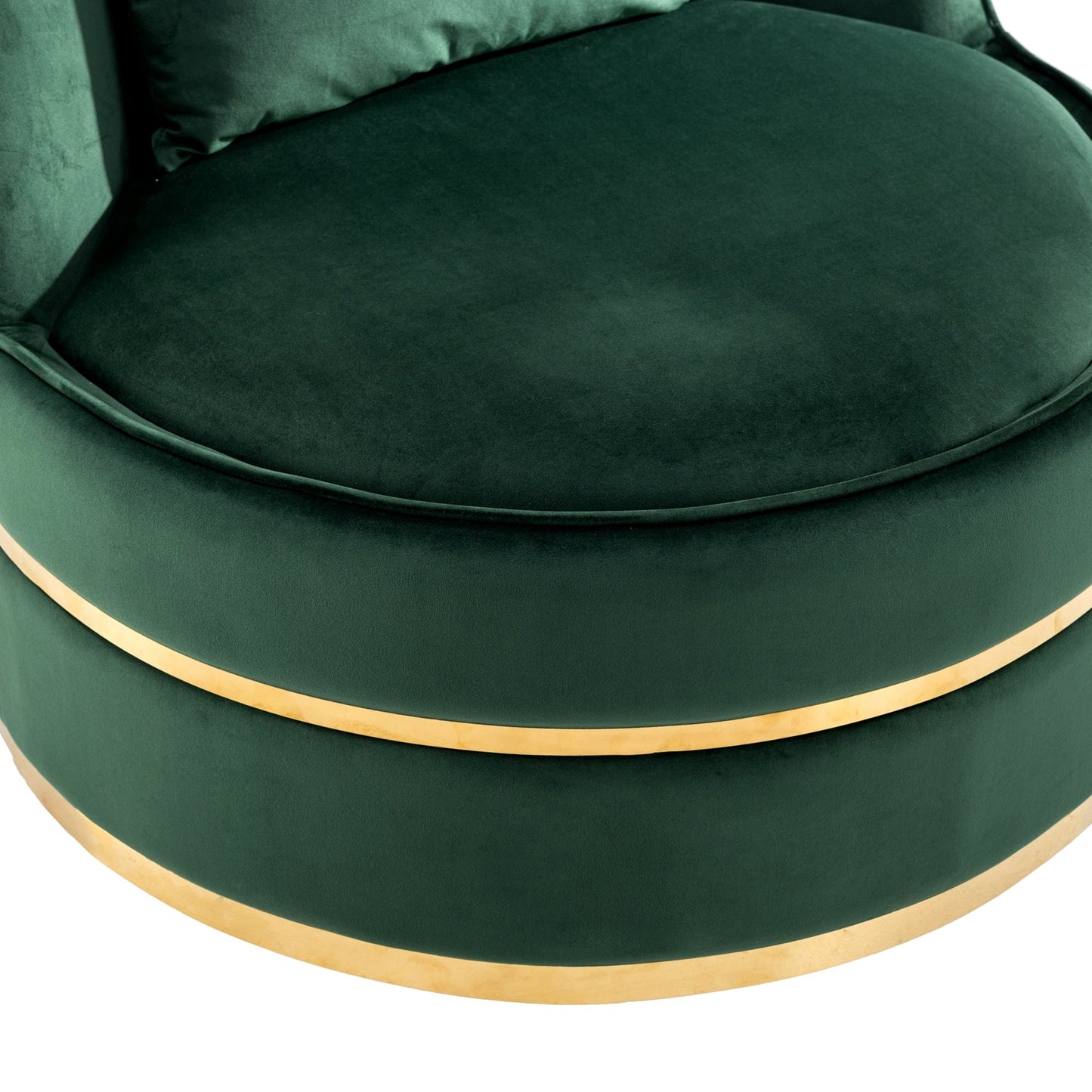 Fauteuil d'appoint pivotant à 360° en velours avec coussin d'assise, fauteuil tonneau rembourré avec base en acier inoxydable, fauteuil de salon
