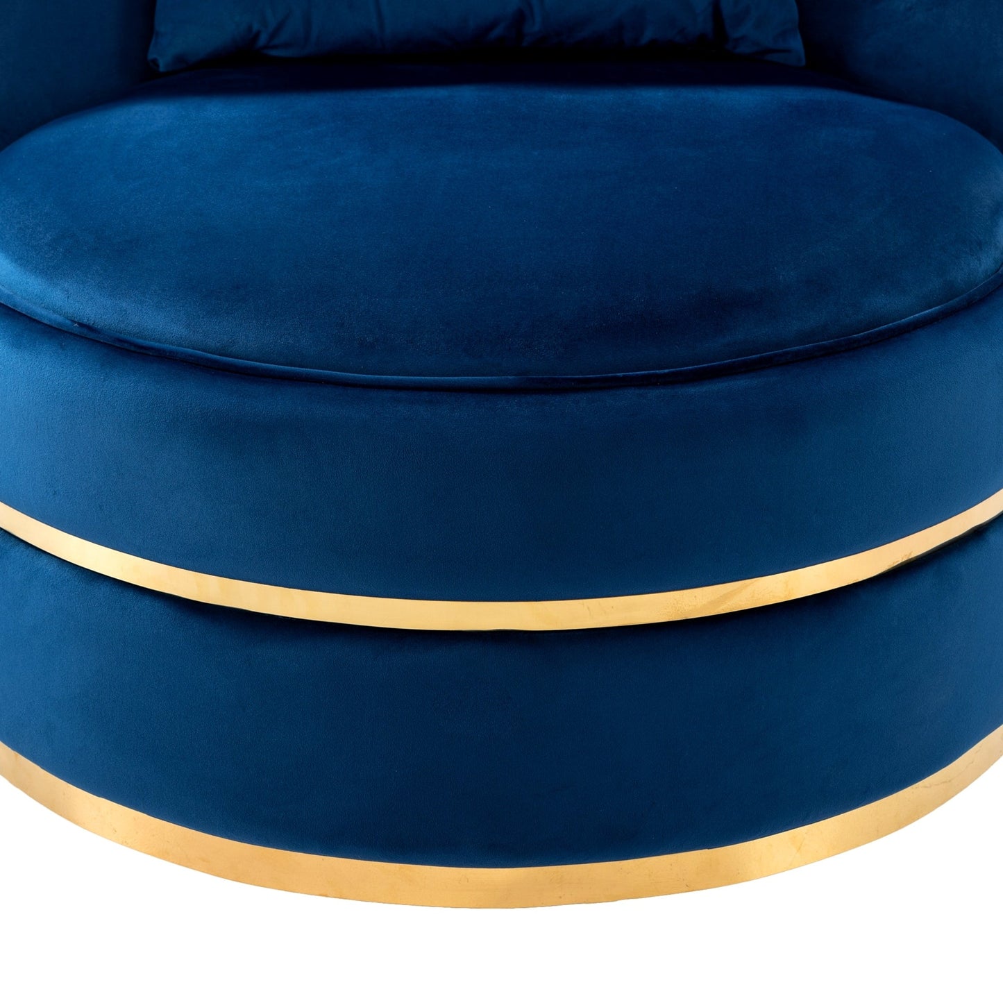 Fauteuil d'appoint pivotant à 360° en velours avec coussin d'assise, fauteuil tonneau rembourré avec base en acier inoxydable, fauteuil de salon