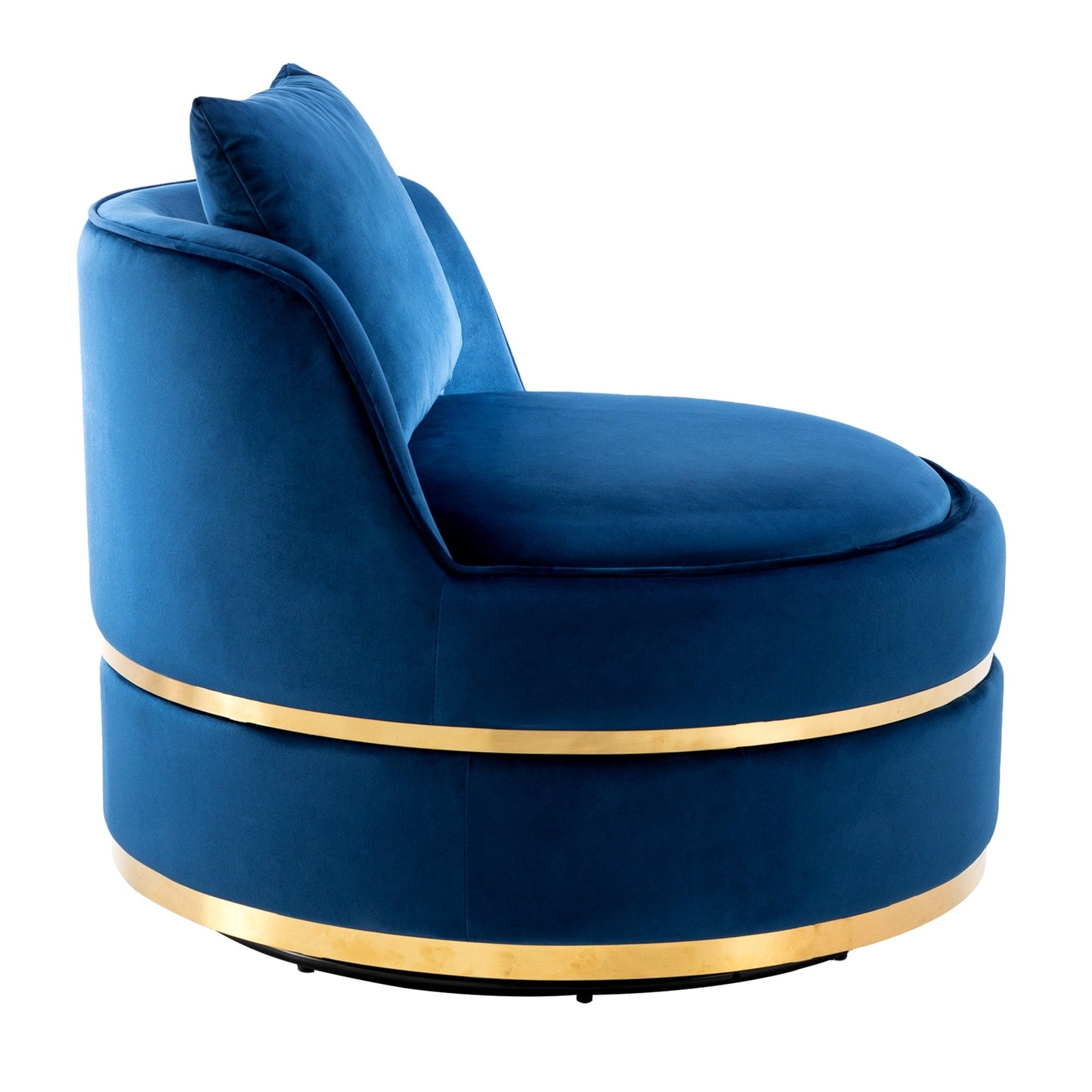 Fauteuil d'appoint pivotant à 360° en velours avec coussin d'assise, fauteuil tonneau rembourré avec base en acier inoxydable, fauteuil de salon