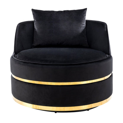 Fauteuil d'appoint pivotant à 360° en velours avec coussin d'assise, fauteuil tonneau rembourré avec base en acier inoxydable, fauteuil de salon