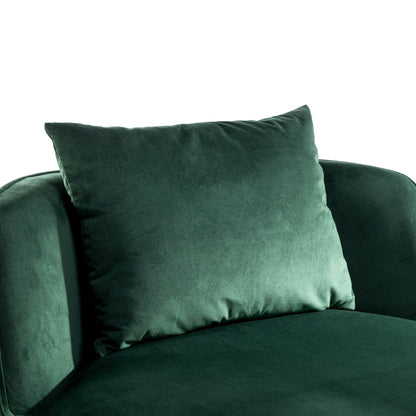 Fauteuil d'appoint pivotant à 360° en velours avec coussin d'assise, fauteuil tonneau rembourré avec base en acier inoxydable, fauteuil de salon