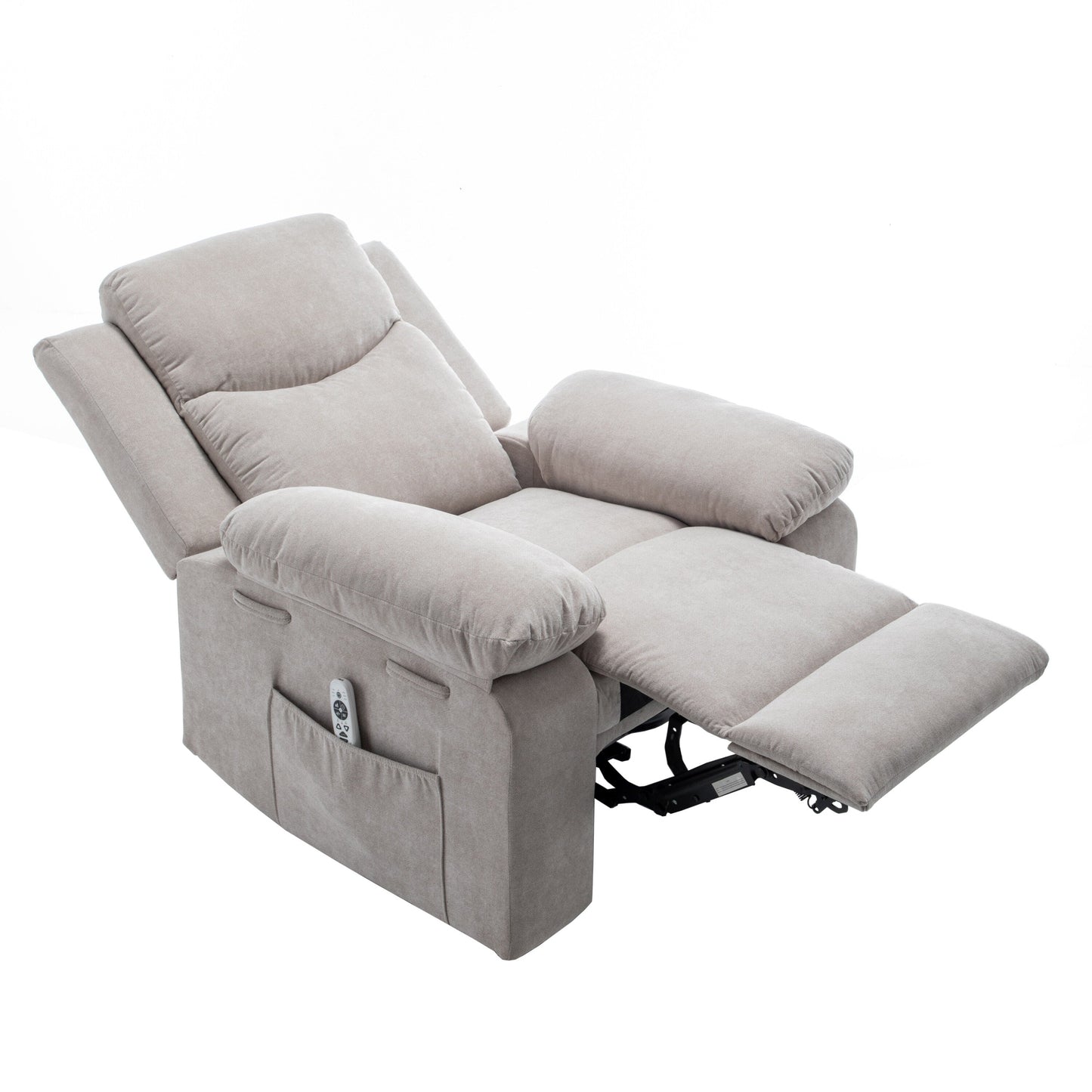 Fauteuil inclinable électrique en velours avec fonction de massage réglable et système de chauffage