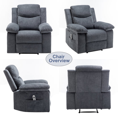 Fauteuil inclinable électrique en velours avec fonction de massage réglable et système de chauffage