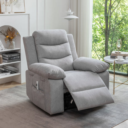 Fauteuil inclinable électrique en velours avec fonction de massage réglable et système de chauffage