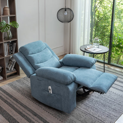 Fauteuil inclinable électrique en velours avec fonction de massage réglable et système de chauffage