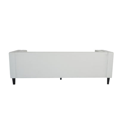 Canapé 3 places capitonné en velours avec cadre en bois dur