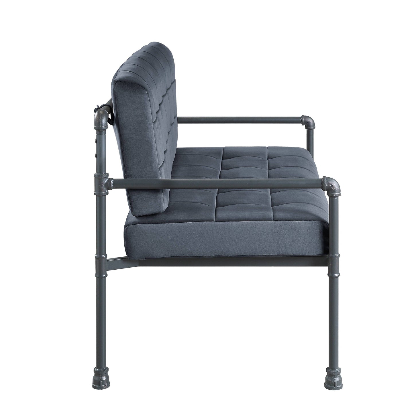 Canapé causeuse capitonné en velours avec coussin d'assise en mousse à mémoire de forme