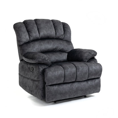 Fauteuil inclinable manuel en tissu velours avec repose-pieds et dossier réglable