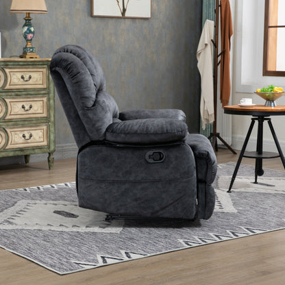 Fauteuil inclinable manuel en tissu velours avec repose-pieds et dossier réglable