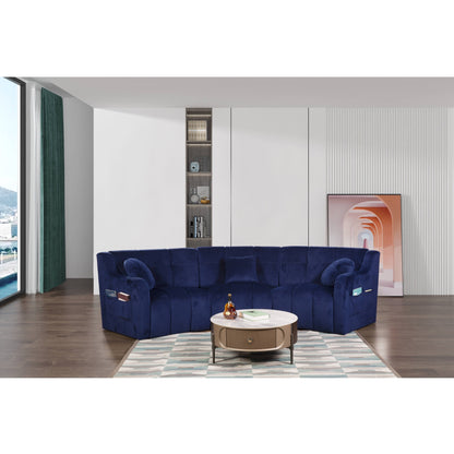 Canapé de sol modulaire symétrique incurvé en velours sans pieds - 127