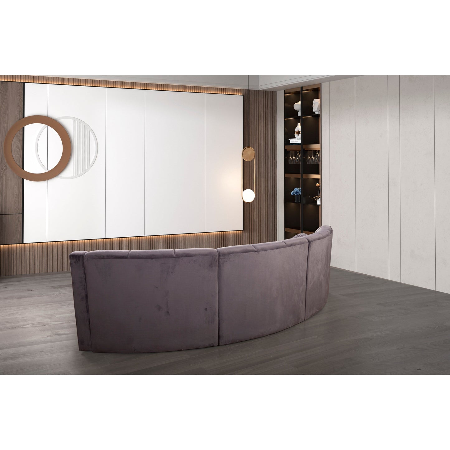 Canapé de sol modulaire symétrique incurvé en velours sans pieds - 127