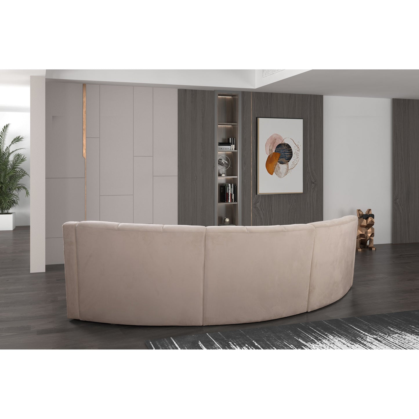 Canapé de sol modulaire symétrique incurvé en velours sans pieds - 127