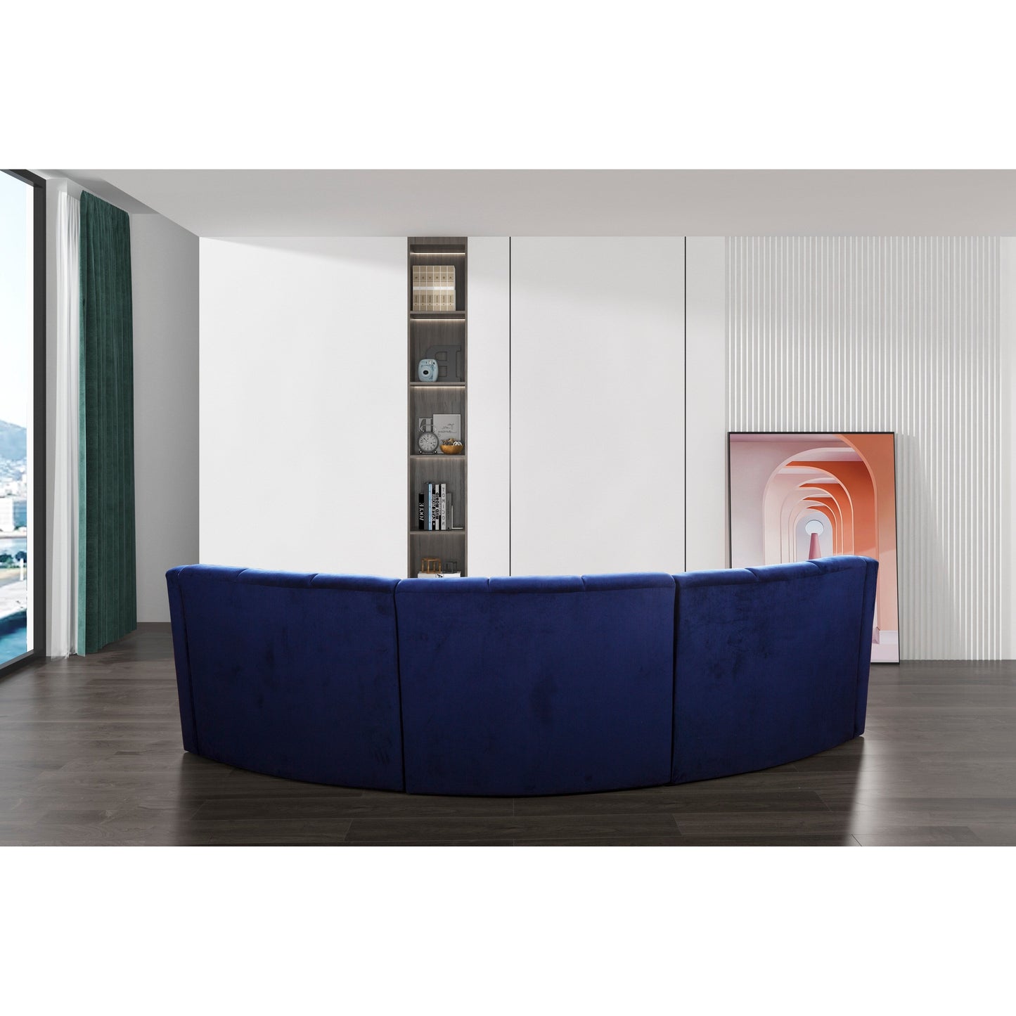 Canapé de sol modulaire symétrique incurvé en velours sans pieds - 127