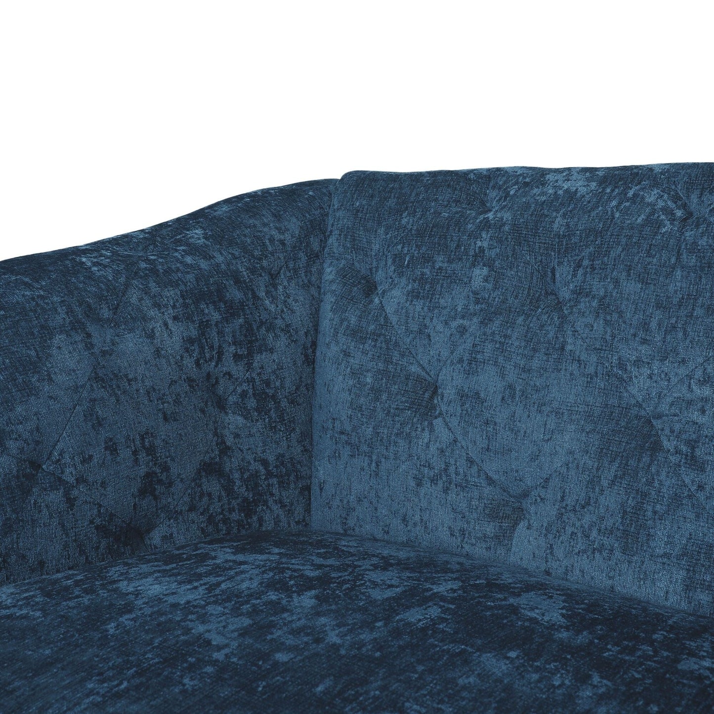 Canapé capitonné en velours avec accoudoirs évasés et siège profond