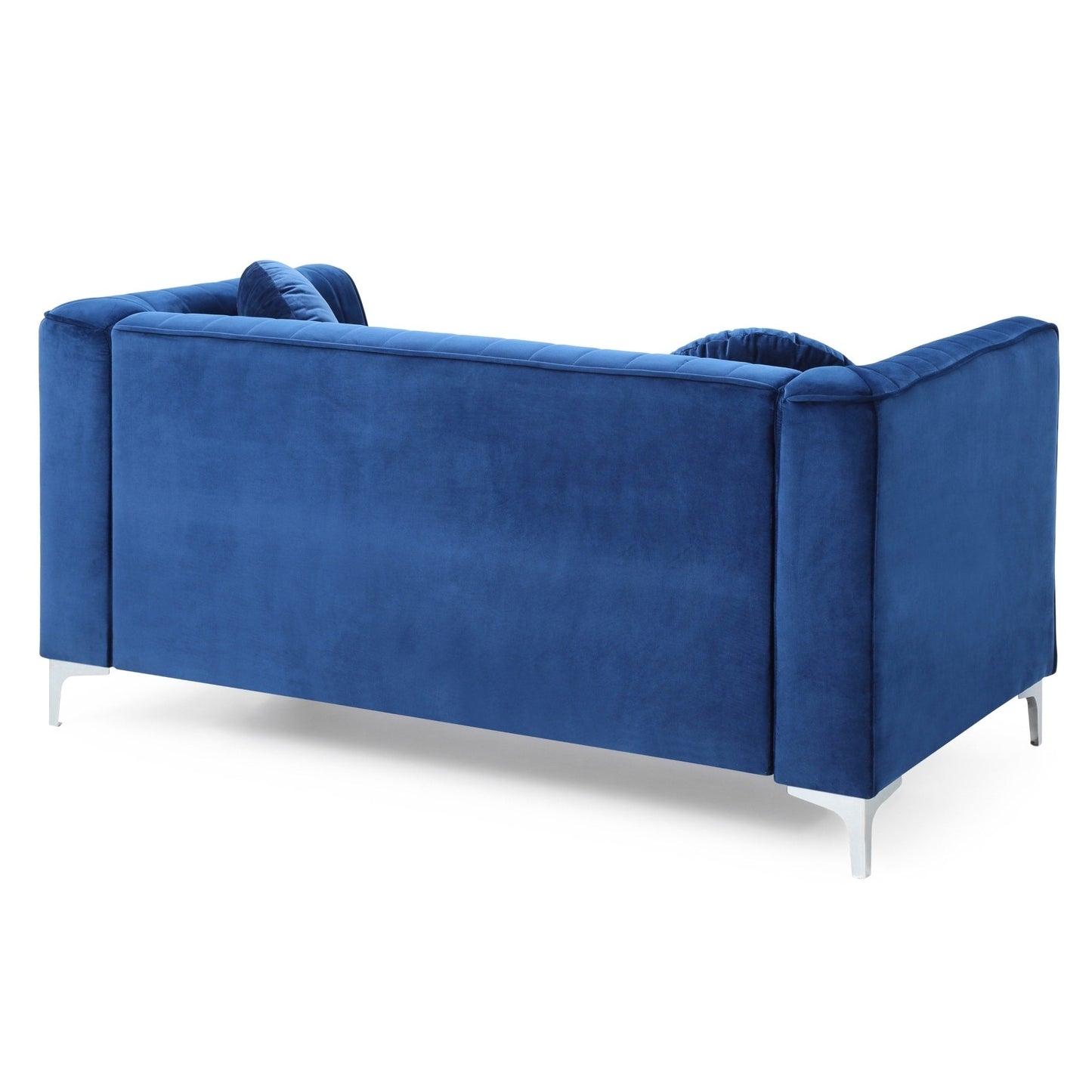 Causeuse capitonnée en velours microsuède avec coussins décoratifs - 65 - Bleu