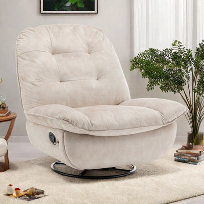 Fauteuil inclinable surdimensionné en velours avec bascule, pivotant, support de téléphone amovible et rembourrage en coton doux
