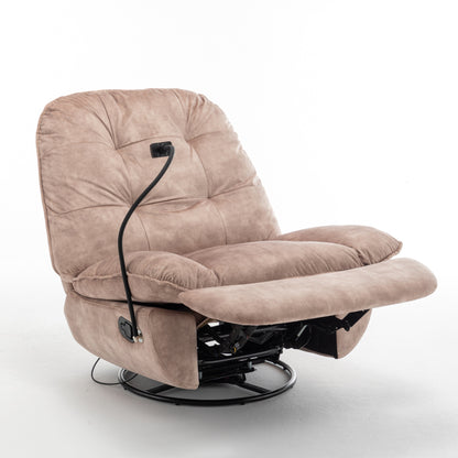 Fauteuil inclinable surdimensionné en velours avec bascule, pivotant, support de téléphone amovible et rembourrage en coton doux