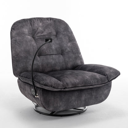 Fauteuil inclinable surdimensionné en velours avec bascule, pivotant, support de téléphone amovible et rembourrage en coton doux