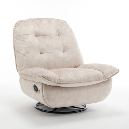 Fauteuil inclinable surdimensionné en velours avec bascule, pivotant, support de téléphone amovible et rembourrage en coton doux