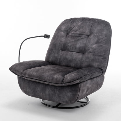 Fauteuil inclinable surdimensionné en velours avec bascule, pivotant, support de téléphone amovible et rembourrage en coton doux