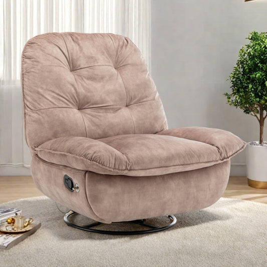 Fauteuil inclinable surdimensionné en velours avec bascule, pivotant, support de téléphone amovible et rembourrage en coton doux