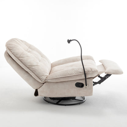 Fauteuil inclinable surdimensionné en velours avec bascule, pivotant, support de téléphone amovible et rembourrage en coton doux
