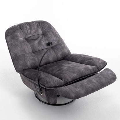 Fauteuil inclinable surdimensionné en velours avec bascule, pivotant, support de téléphone amovible et rembourrage en coton doux
