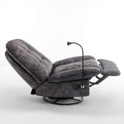 Fauteuil inclinable surdimensionné en velours avec bascule, pivotant, support de téléphone amovible et rembourrage en coton doux