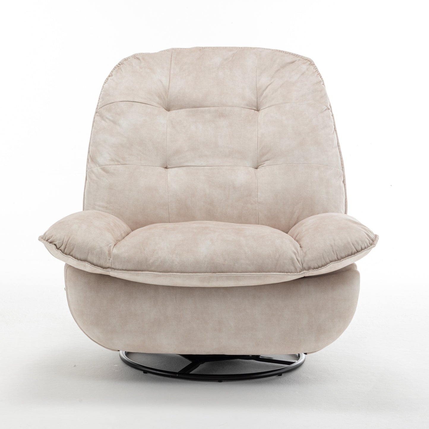 Fauteuil inclinable surdimensionné en velours avec bascule, pivotant, support de téléphone amovible et rembourrage en coton doux