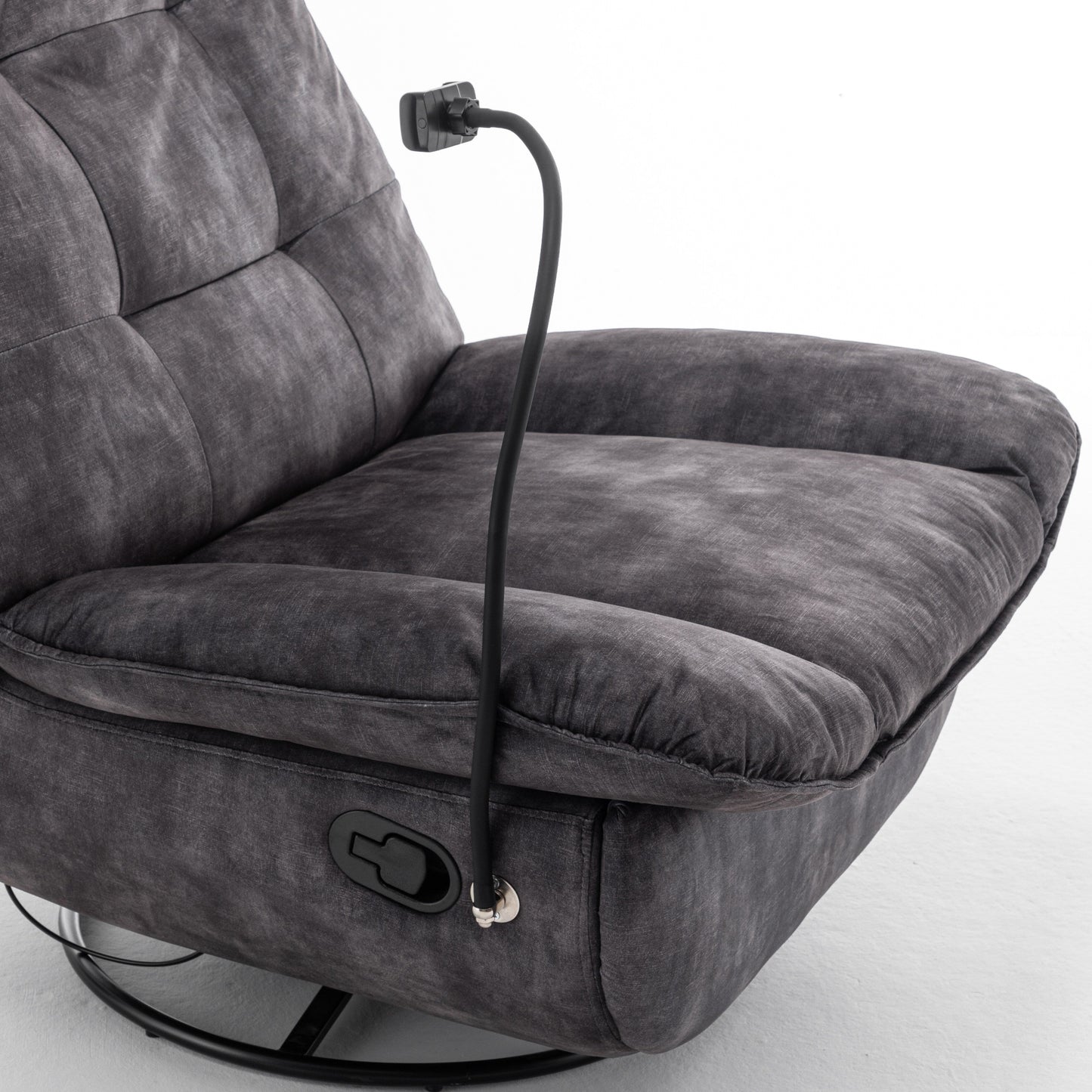 Fauteuil inclinable surdimensionné en velours avec bascule, pivotant, support de téléphone amovible et rembourrage en coton doux