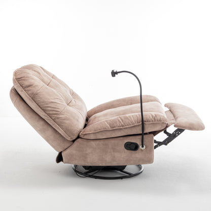 Fauteuil inclinable surdimensionné en velours avec bascule, pivotant, support de téléphone amovible et rembourrage en coton doux